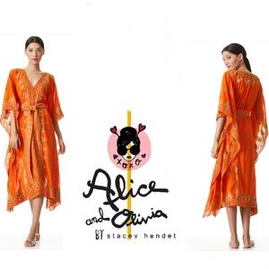 Alice + Olivia Embroidered Maxi Caftan Dress